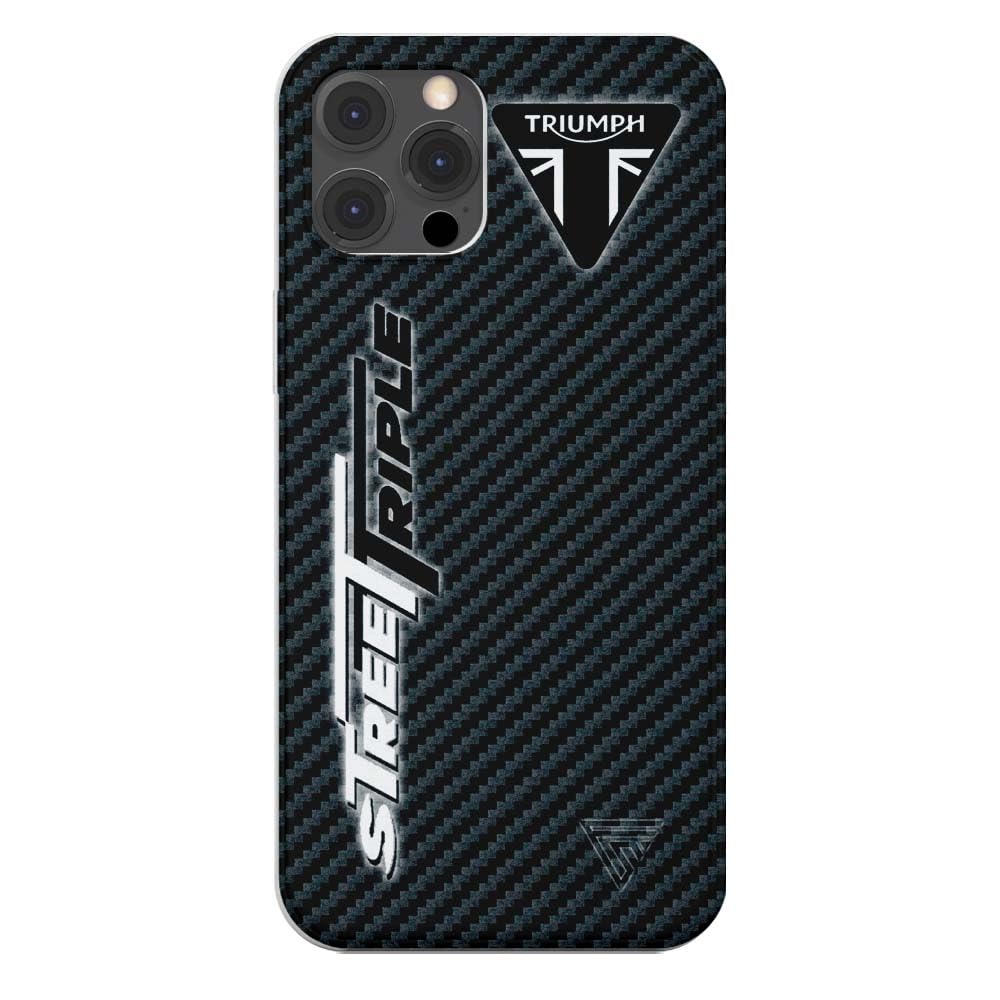 SUPER FABRIQUE Transparent Soft Silicone Case for Apple iPhone Printed in France, Triumph Street Triple, Carbin (iPhone 15 Pro Max)