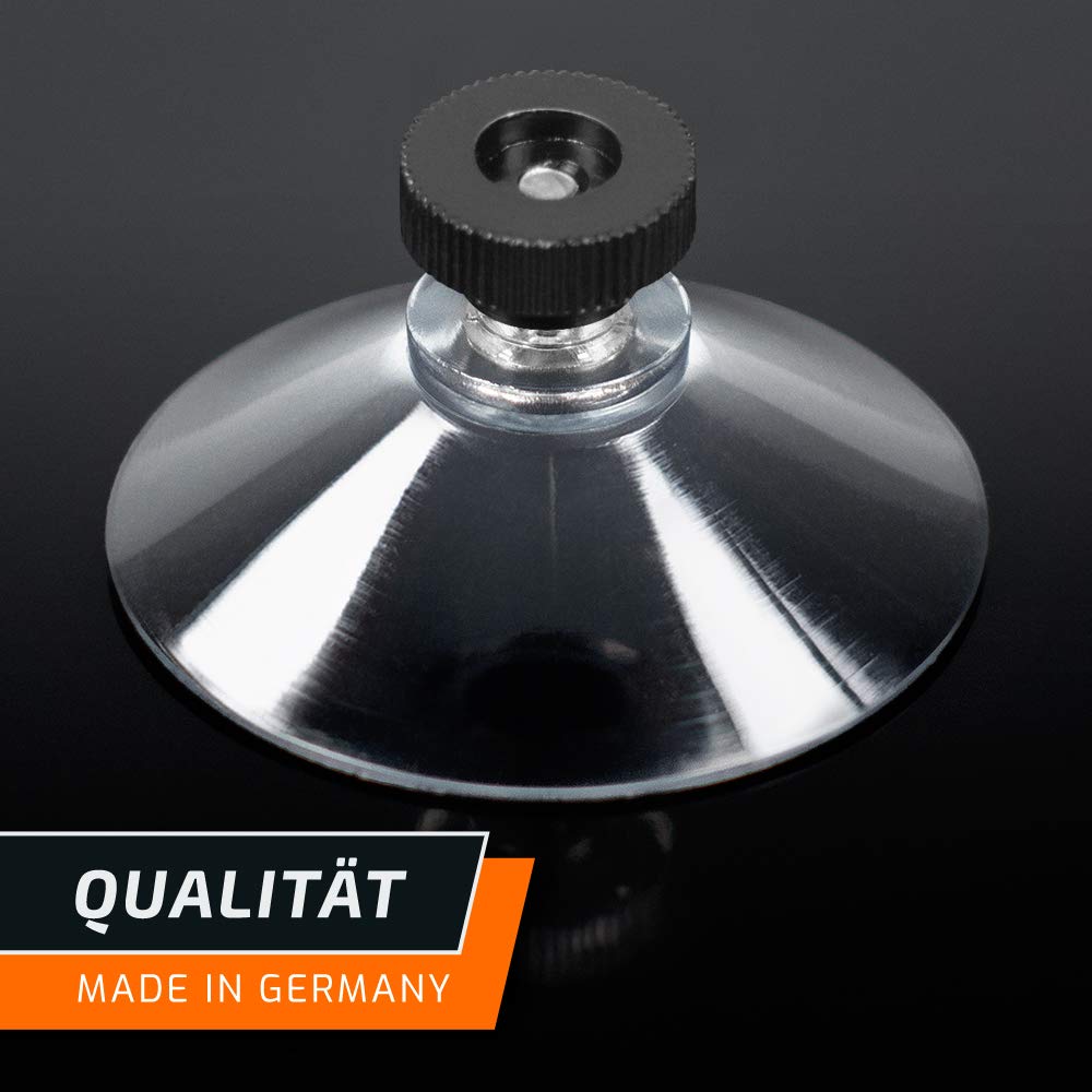 Saugnäpfe Ø 50 mm | M4 Gewinde – Länge 6 mm | V2A Edelstahl | Saugnapf mit Rändelmutter | Saugknopf | Saugnoppen | Ohne Bohren | Made in Germany (Schwarze Rändelschrauben, 100)