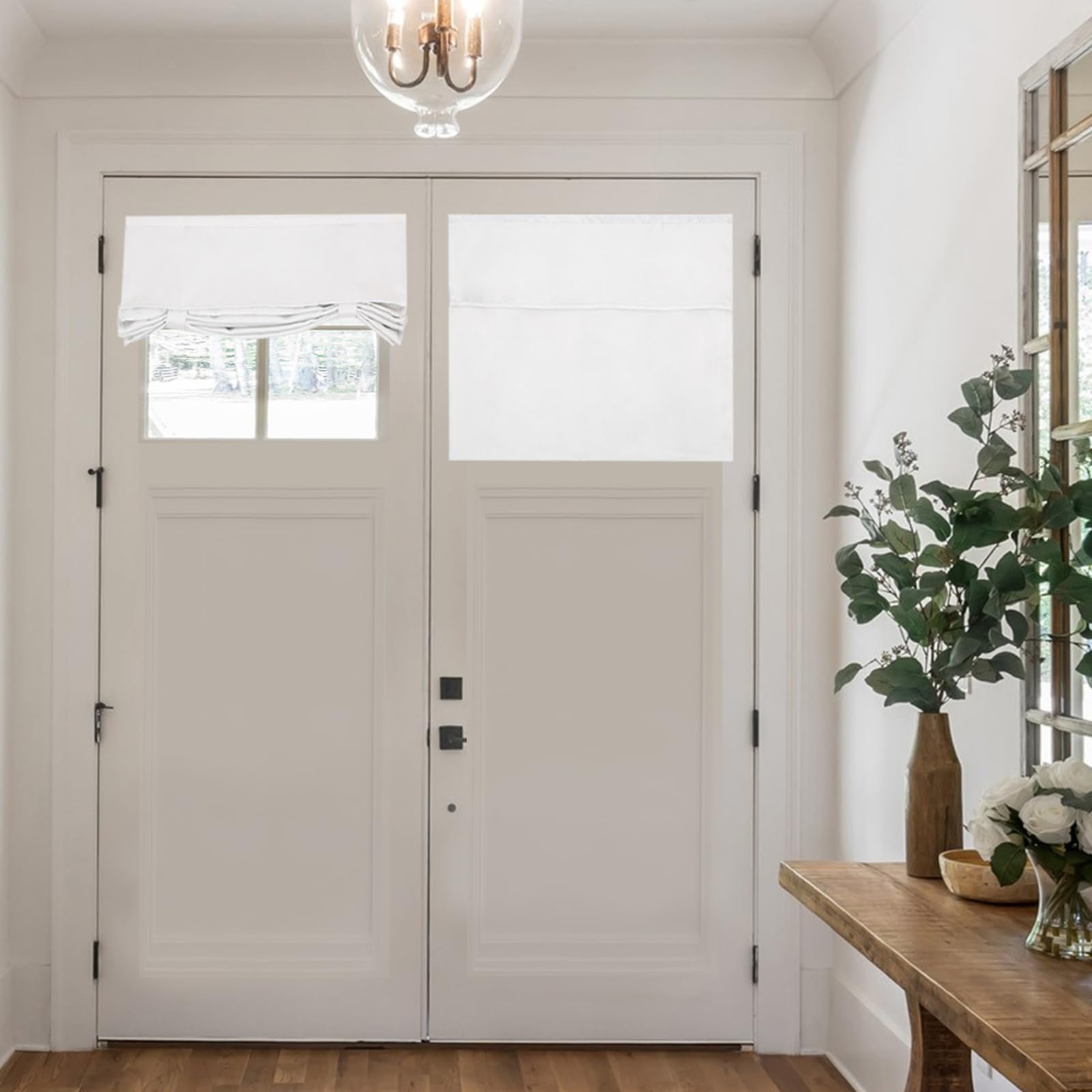 FUANGUIBlackout Privacy Curtains, 26 X 20 Inch Darkening Curtains, Thermal Insulated Window Shades for Kitchen, Bedroom, Glass Door, White 03