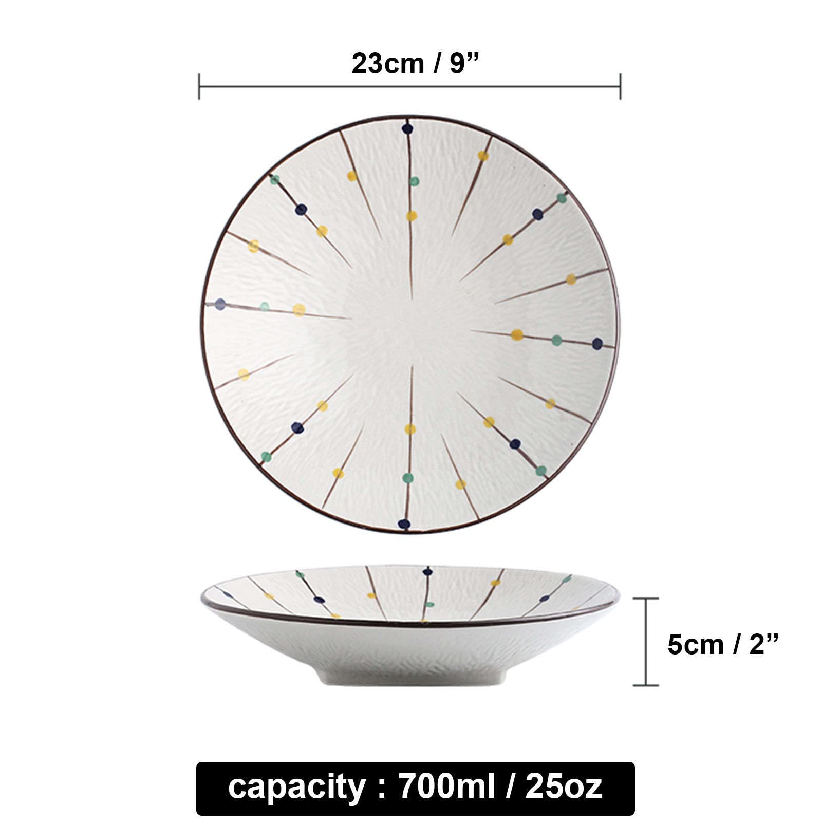 Ensaladeras Grandes de cerámica para Servir, Ensalada de Pasta, Cuenco para Servir Colorido, Plato Hondo Hondo, Juego de 2, Blanco, 9.1 in, 23.6 FL oz (Blanco 9.1 in, 23.6 FL oz)