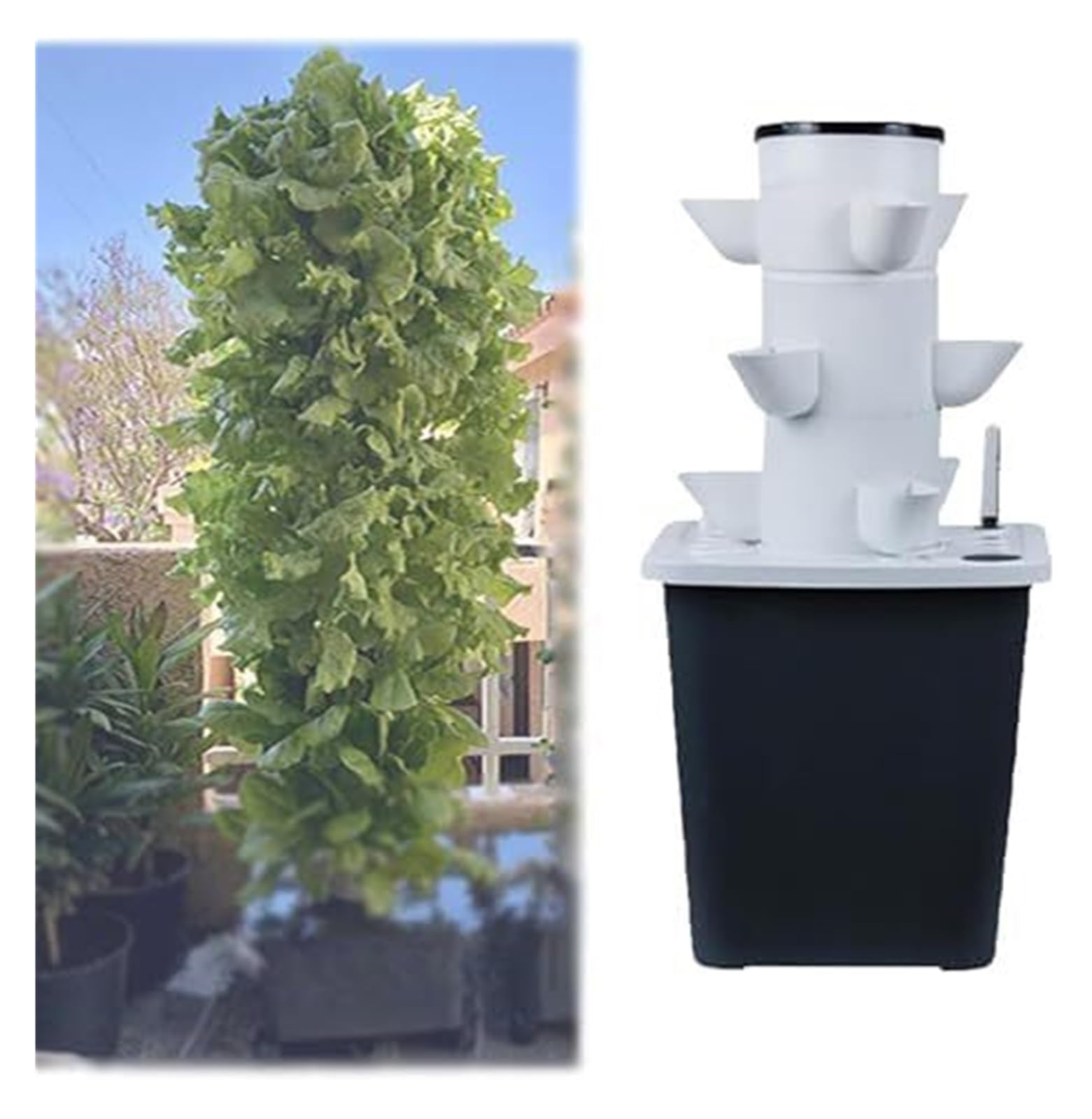 Sistema de cultivo hidropónico para interiores, Torre de jardín vertical con bomba, hierbas y verduras, kit macetero sin suelo que ahorra espacio for el balcón del hogar((25 holes))