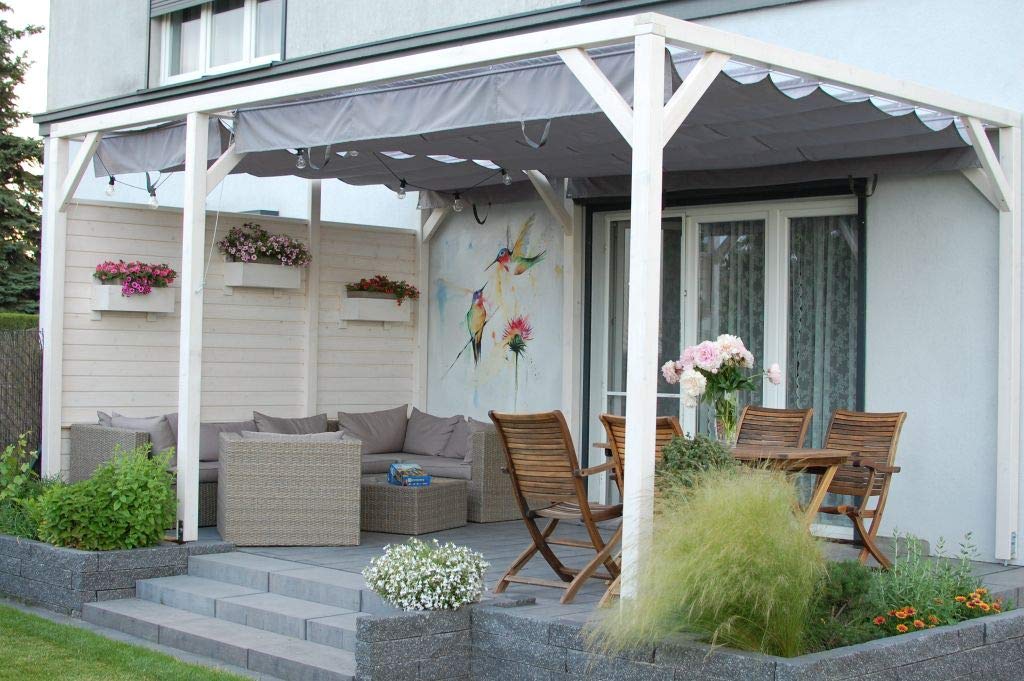 SunShade Römischer Raffrollo, waagerecht, 100% Polyestergewebe 200 g/m2, mit Tunnel alle 50 cm für die Versteifungskonstruktion, mit Montage-Zubehör für Holz, waschbar