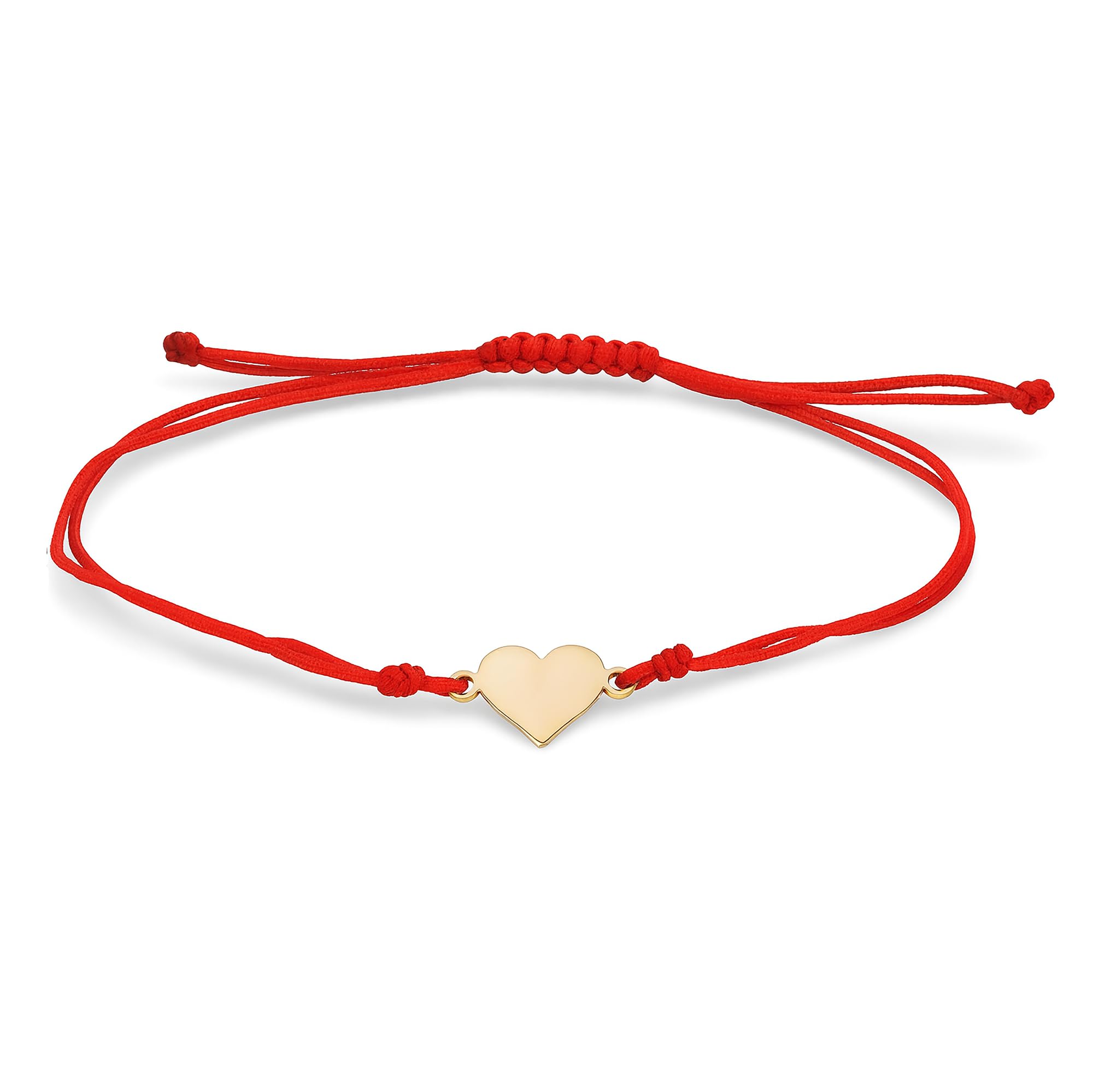 585 Goldarmband für Damen mit Kleinem Herz 14K Goldarmband 16-20 cm Rotes Band Geflochtene Freundschaftsarmbänder