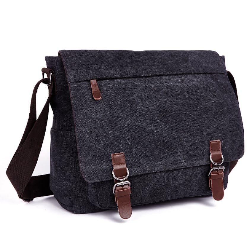 Bolsa Transversal Carteiro Pasta Para Notebook Resistente Impermeável Grande Capacidade para Trabalho Viagem E Uso Diário Compartimentos Organizadores Alça Ajustável Unissex - ZAFIN (Preto)
