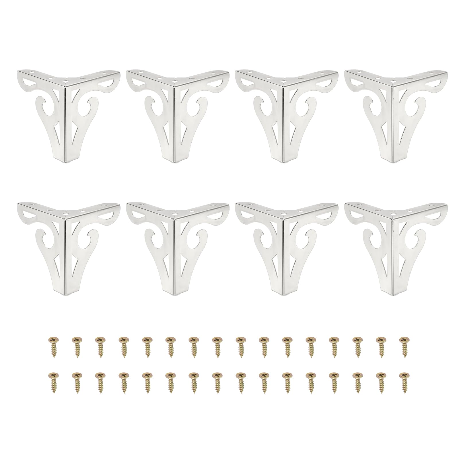 PATIKIL 3.7 Inch Hollow Out Furniture Legs,Set of 8 Modern Metal Triangle Couch Feet Replacement Sofa Legs for Cabinet Dresser Cupboard Table Chair Ottoman Bookcase Wardrobe,Silver