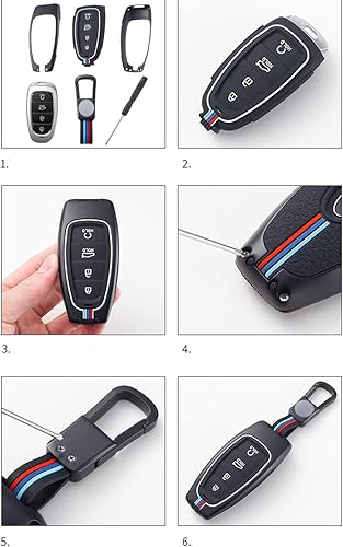 Miniatura 8 de Funda de aleación de zinc compatible con Hyundai Sonata Santa fe Tucson 2020-2023 llave inteligente de entrada sin llave