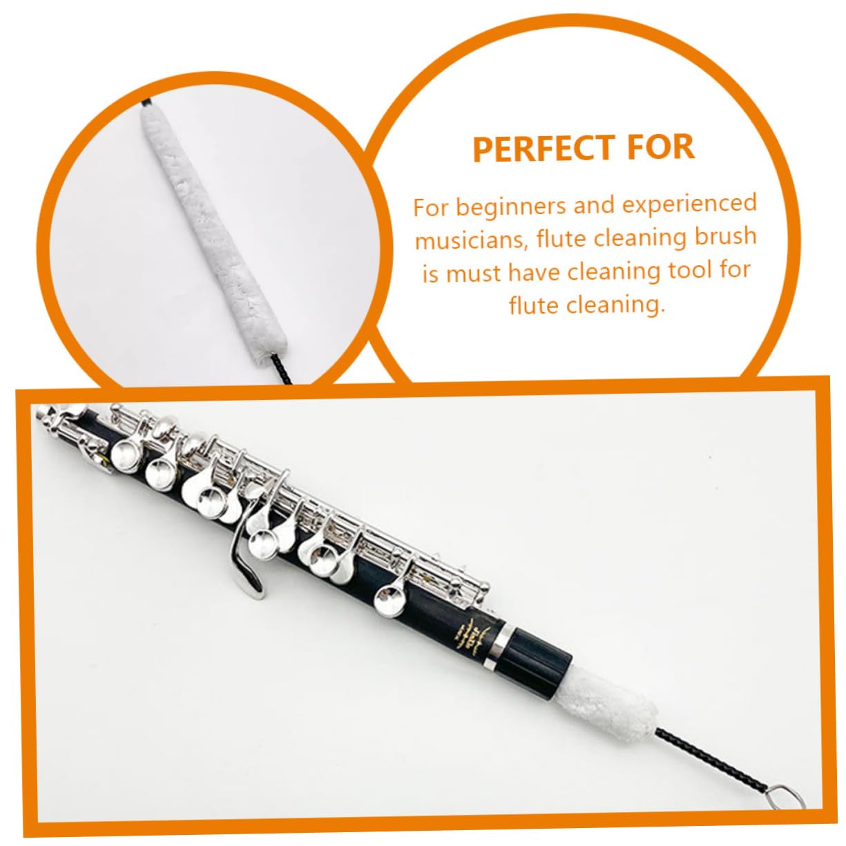 GOOHOCHY Maintenance Brush for Flute Cotton Flute Cleaning Brush Accessories Extend Your Instrument's Life