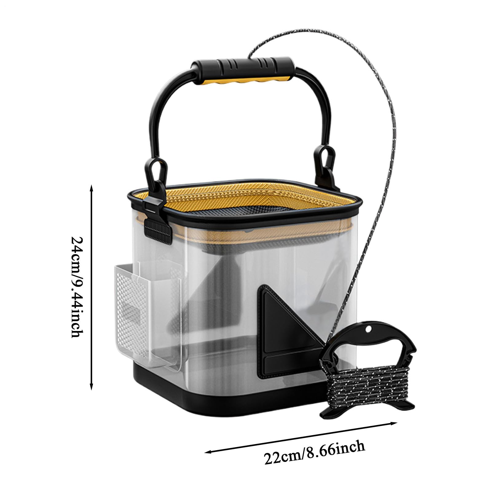 Seau À Vifs | Seau de Pêche Transparent - Panier à Poisson Pliable en EVA, Accessoires de Pêche Portables pour Camping, Randonnée, Lacs, Rivières et Eau Salée