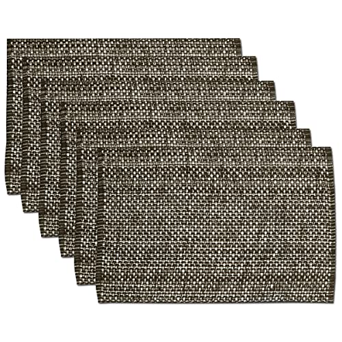 Sweet Home Collection 100% Cotton Placemats for Dining Room Rectangle Two Tone Woven Fabric 13" x 19" Soft Durable Table Mat Set, Set of 6, Chocolate