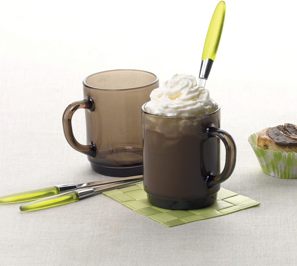 Duralex Versailles Glass Mugs Cups 260ml, Smoke, Set of 6 4020CR06