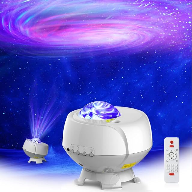Galaxy Projector 2.0 - RHM Galaxy Star Projector Night Light with Remote Control & Bluetooth Music Speaker for Kids Teen Adults Gift, for Bedroom, Ceiling, Party, Room Decor - White