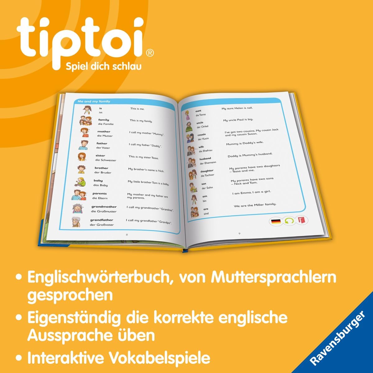 tiptoi Ravensburger Set, WWW słownik szkolny angielski + 00110 długopis, zabawka edukacyjna dla dzieci