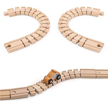 Pack of 2 Flexible Rail Connectors for Wooden Railway Wooden Rail