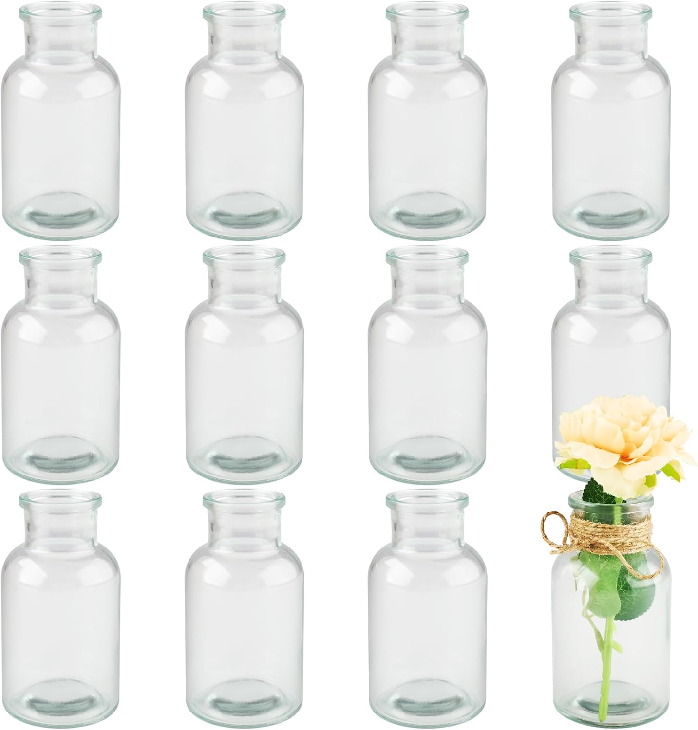 Mezzar Set of Small Vases, 12 Pieces Mini Clear Glass Vase Small Vases for Table Home Weddings Birthdays Parties Decorations Flowers Wedding Gift (12 x 60 ml)
