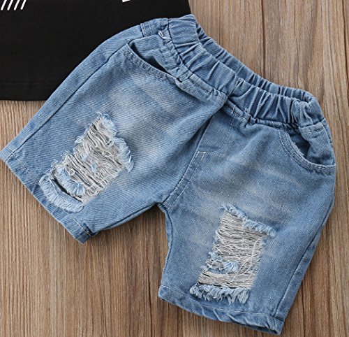 Mama's Boy Criança Meninos Top sem mangas com colete e calça jeans rasgada Roupa curta (18-24 meses