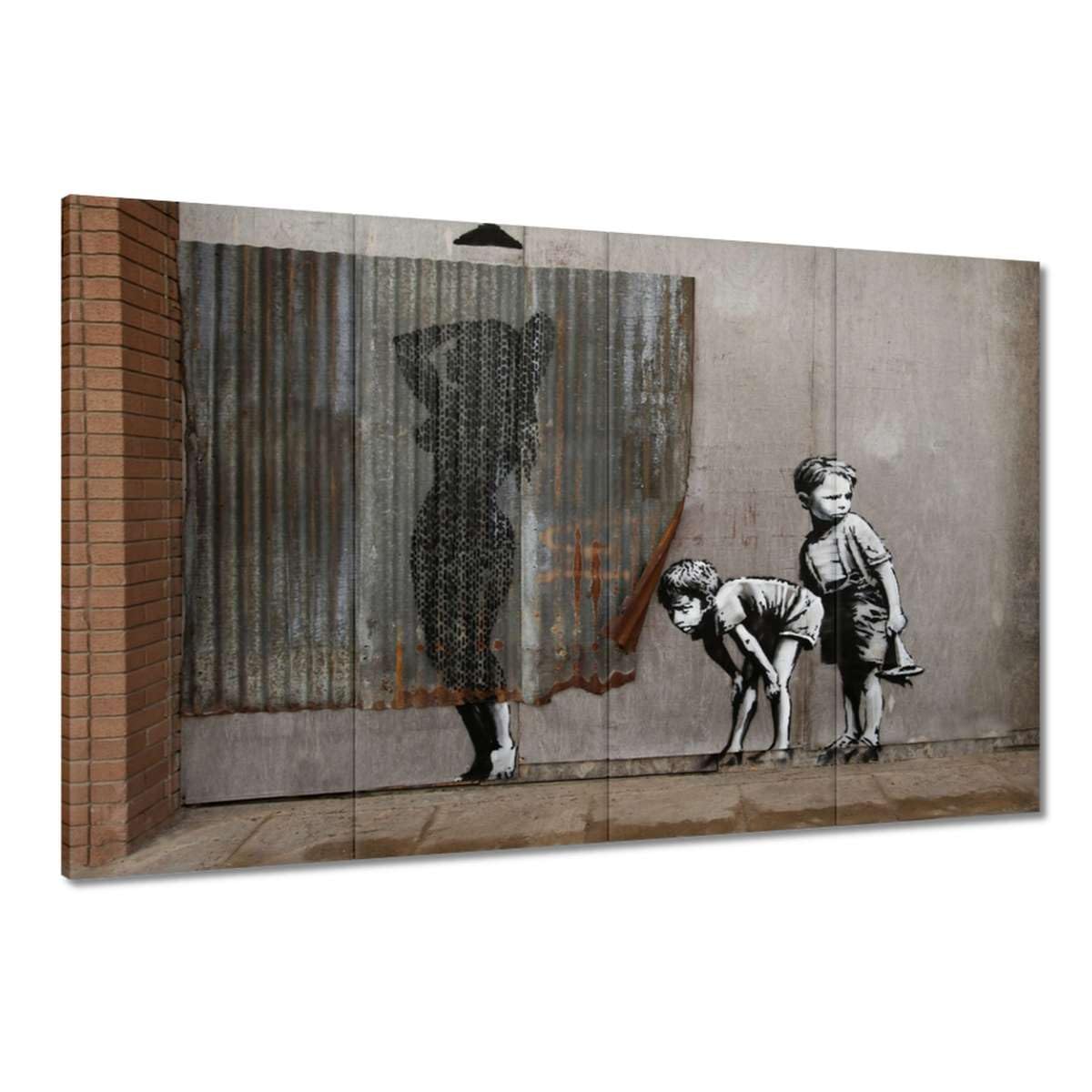Pintura impresa en lienzo Decoración de pared 120x80cm Banksy Niños Ducha No. H2953M_PC4A