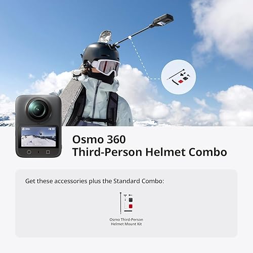 Miniatura 9 de DJI Osmo 360 Combo de Casco de Tercera Persona, Cámara 360 con Imágenes de 1 Pulgada a 360°, Video 360° Nativo 8K, Video Boost de 4K/120fps y 170°