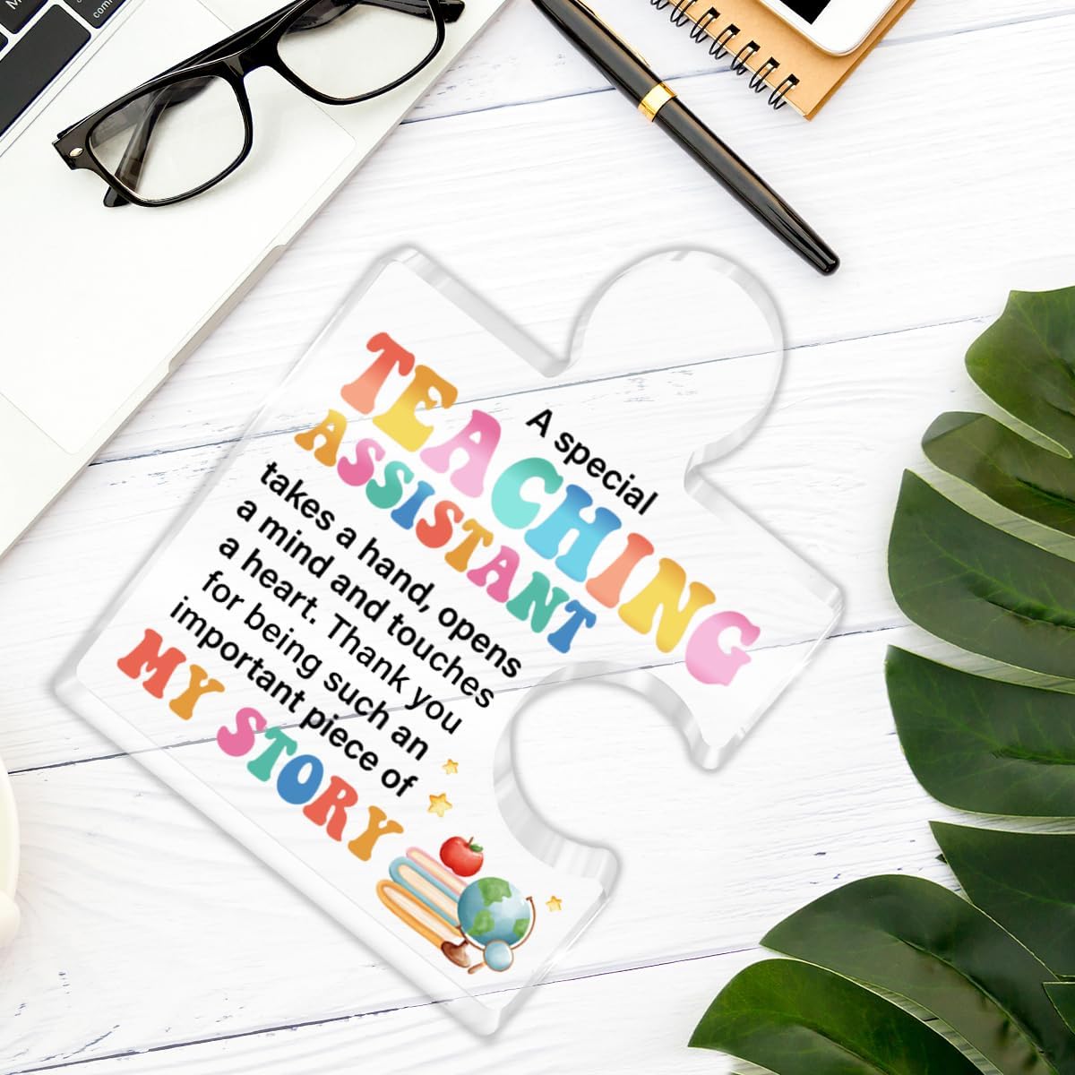 Teacher Assistant Gifts for Women Men Coworkers, Appreciation Gifts for Teachers Aides, Paraeducator, Teacher Assistant Thank You Gift Acrylic Puzzle Plaque Sign Office Desk Decor - Image 5