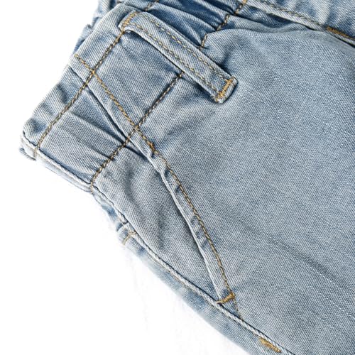 KIDSCOOL SPACE Baby Girl Boy Jeans,Soft Ripped Denim Elastic Band Inside Pants4