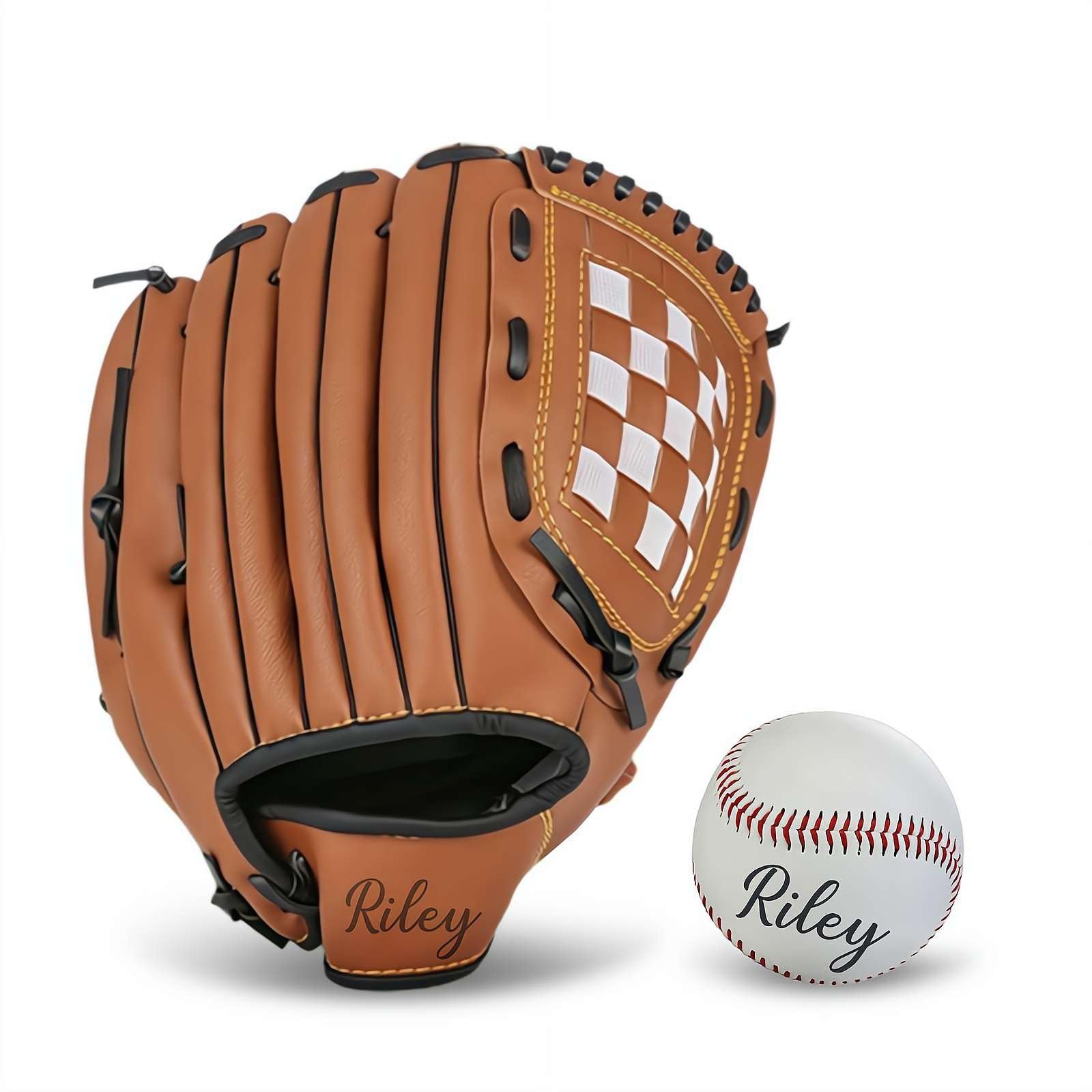 Set di guanti da baseball e palla personalizzati, set di palline da baseball con nome personalizzato, guanto da baseball e palla per adolescenti e adulti, facile da catturare, gioco da giardino