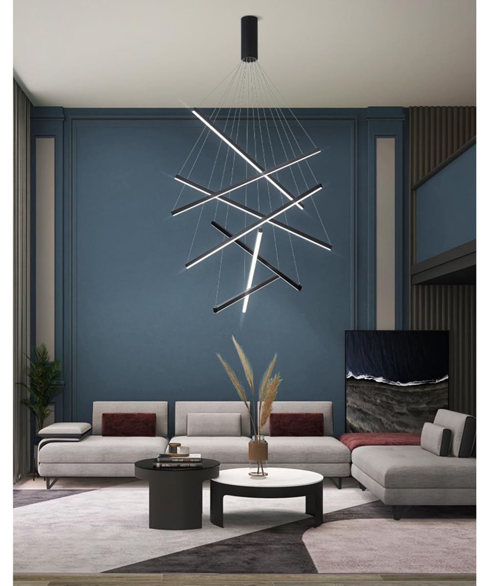 Lámpara de araña LED Ajustable con Control Remoto, lámpara Colgante Moderna para Comedor, luminaria de Techo Negra para Cocina, lámpara Colgante Regulable, Montaje Empotrado, decoración eleg