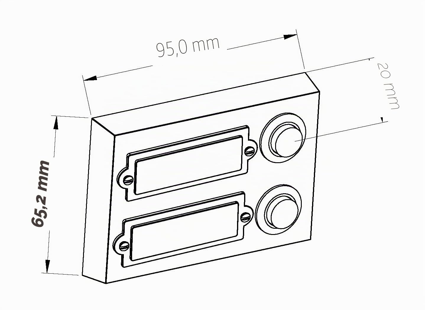 HUBER campanello a pulsante montato in superficie in metallo - con targhetta - pulsante in ottone cromato - campanello porta anteriore
