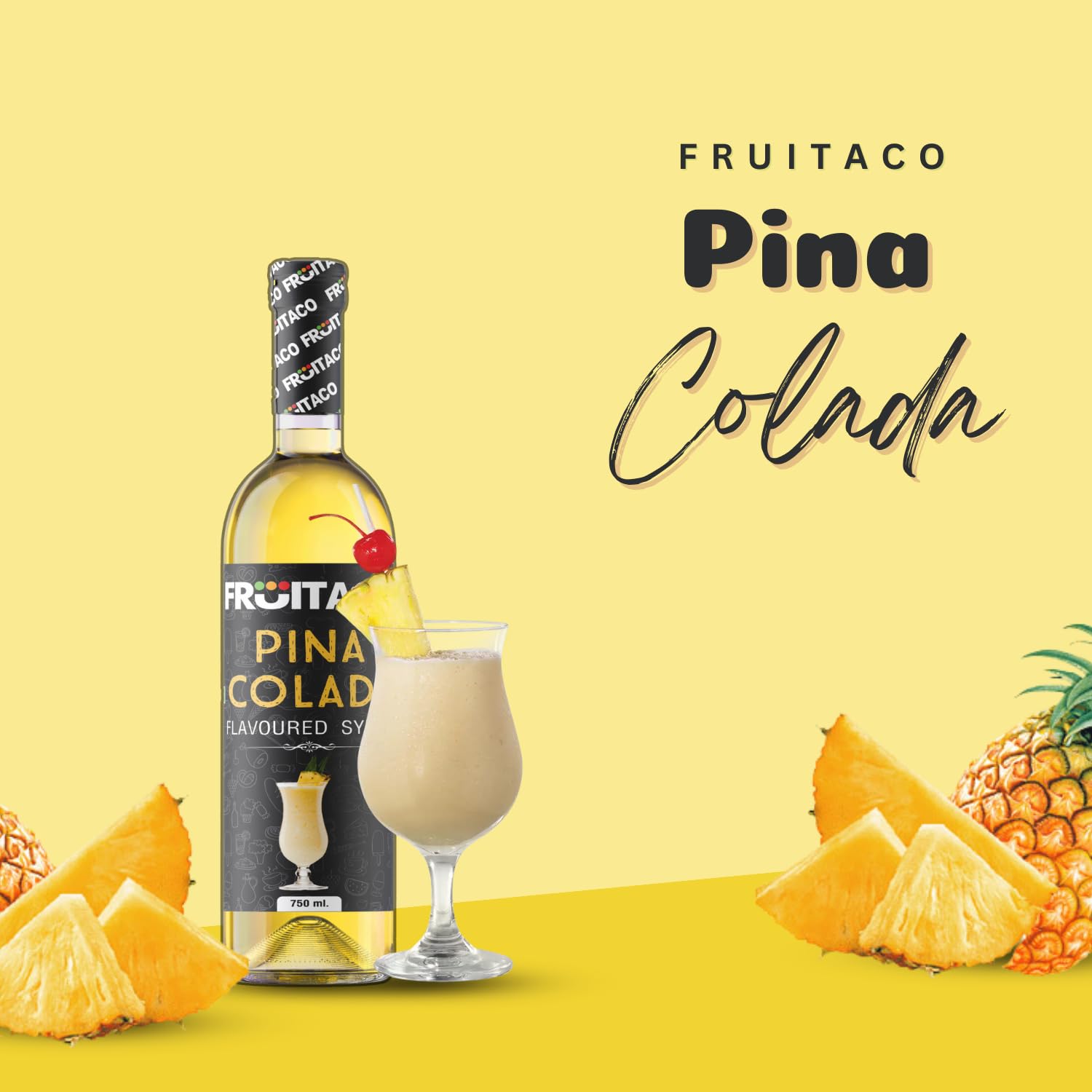 Fruitaco Pina Colada Syrup: Perfect Mixer For Enhancing Mocktails & Cocktails, Drinks, And Mojitos At Parties, Conveniently Packaged In A 750Ml Bottle For All Your Mixing Needs - Image 3 thumbnail