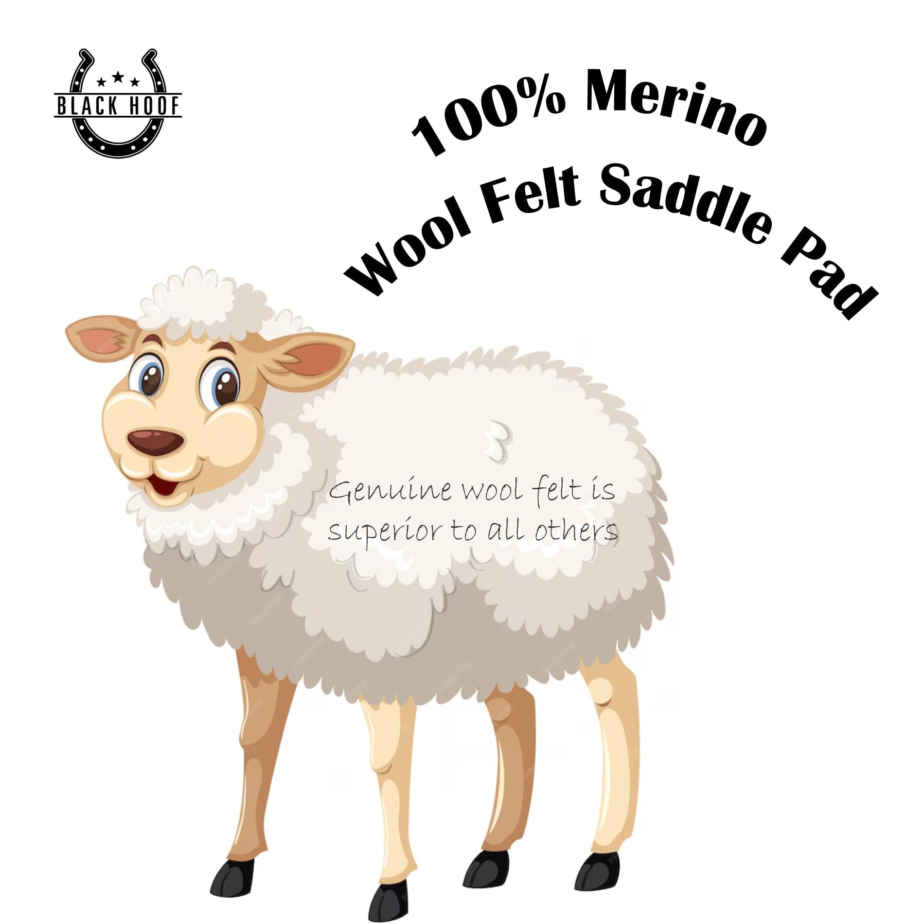 BLACK HOOF Merino Wool Felt Contoured Saddle Pad for Horses - 31