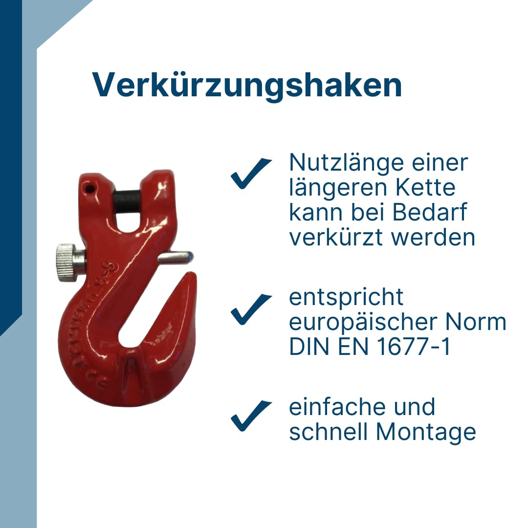 SHT 2-Strang Anschlagkette/Kettengehänge GK 8 | Kettendicke 7 mm | mit Verkürzungshaken |Tragfähigkeit: 2120 kg (0-45°) & 1500 kg (45-60°) | Nutzlänge: 3 m