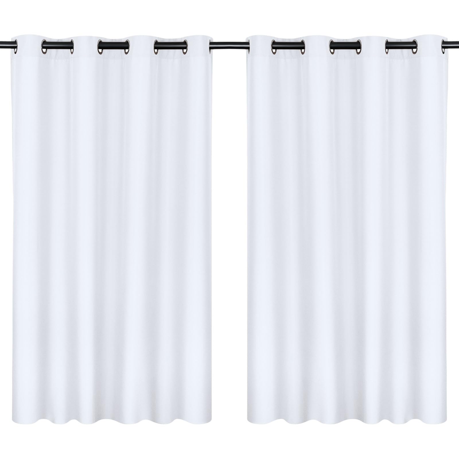 Moon Pack de 2 Cortinas Ocean 70% Opaco, Cortina con Ojales, Alto 245 cm - Ancho 140, oscurecedor con 8 Ojales (Blanco)