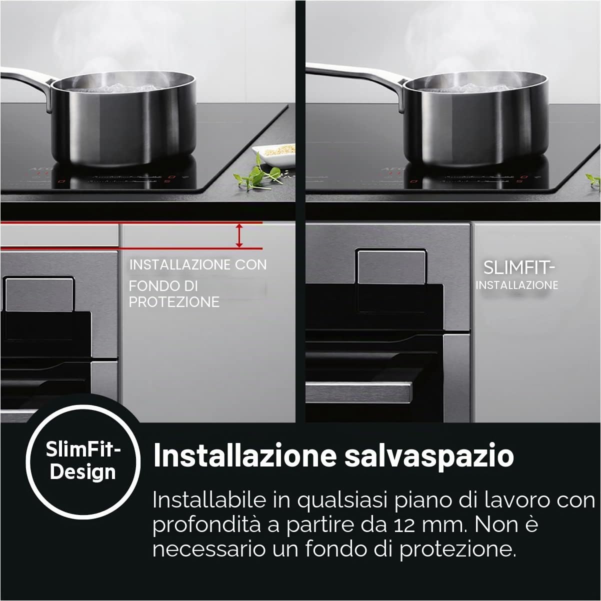 AEG IKE64441XB - Piano cottura autosufficiente, a induzione, serie 6000 con bridge, Hob²Hood con funzione Slider, 60 cm, telaio in acciaio inox, 4 zone di cottura, funzione bridge, funzione di
