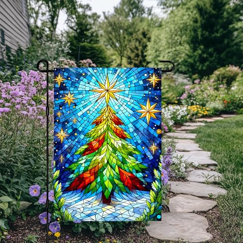 Image of BlissYard Christmas Christmas Tree Garden Flag 12x18 Inch Polyester