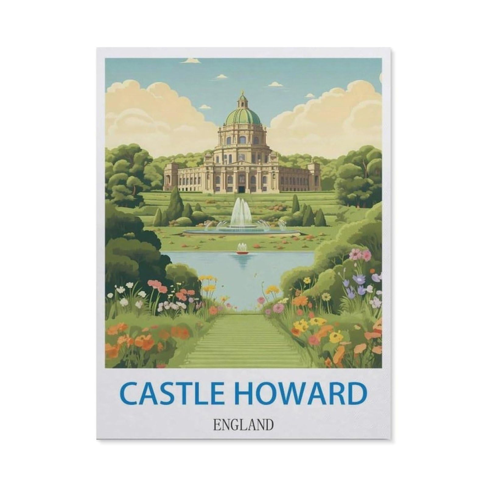 BEAYODKP 5D DIY Full Round Drill Diamond Painting，Castle Howard England