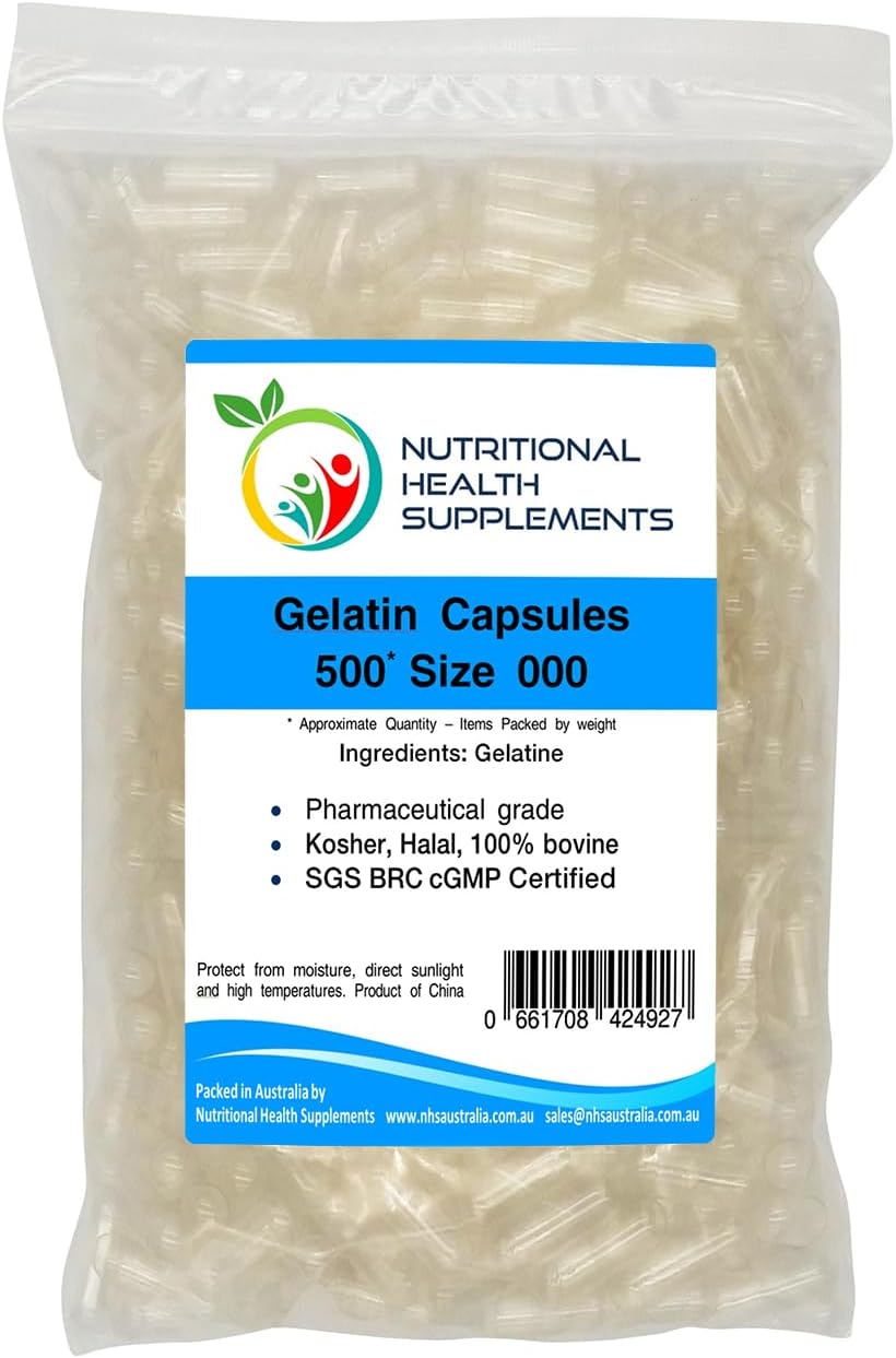 500 Size 000 Empty Gelatin Capsules Kosher Halal Pill Gelatine Gel Caps