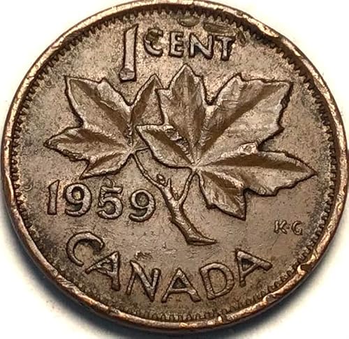 1959 No Mint Mark Canadian Cent Canada KM49 Penny Extremely Fine
