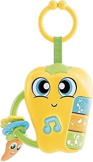 Lisciani Carotina Baby Rattle Pepper, Musical Toy for Babies from 3 Months, with Light and Sound, Teething Rings, Sensory Promotion, Electronic Rattle with Lullaby Function