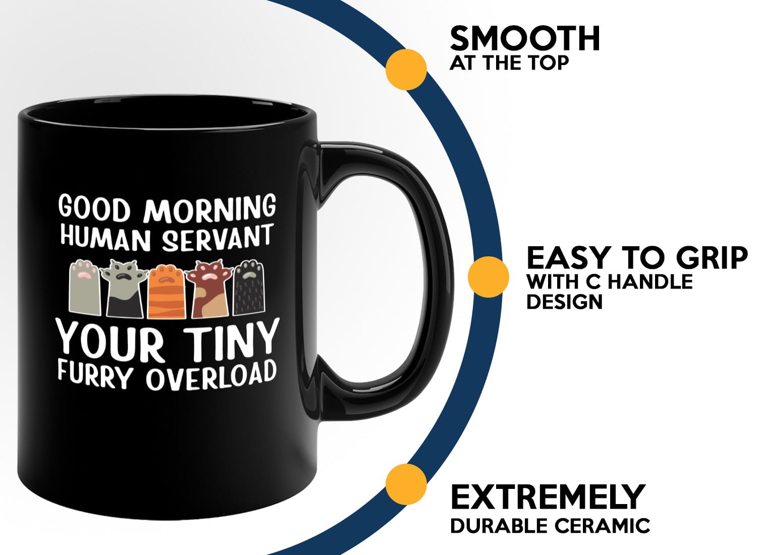 Personalized Funny Black Cat Mug Good Morning Human Servant Your Tiny Furry Overlord Mug Gift For Cat Lover, Cat Dad, Cat Mom Pet Lover Gift - Ireland