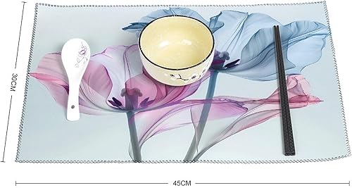 Miniatura 2 de Abstract Blue Tulip Floral Placemats Set of 6 Resistant Table Mats Washable Place Mats for Dinner Party Table Decoration