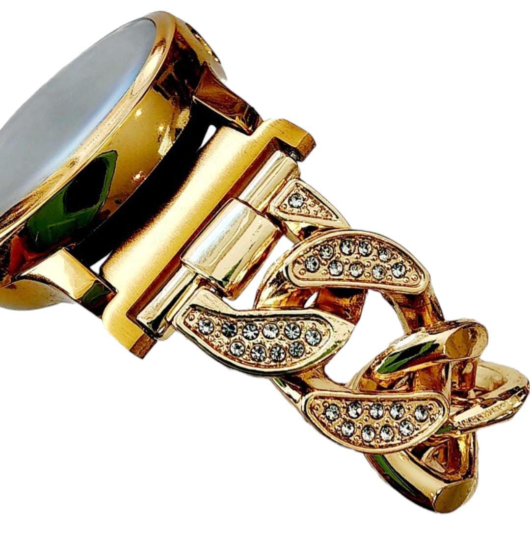 DSAAplus Gold Chain For Galaxy Watch 5 Pro 45mm/4 Classic 46mm 42mm Bands, 20mm Samsung Galaxy Watch 5/4 40mm 44mm 41mm Stainless Steel Metal Cowboy Chain Strap Wristband