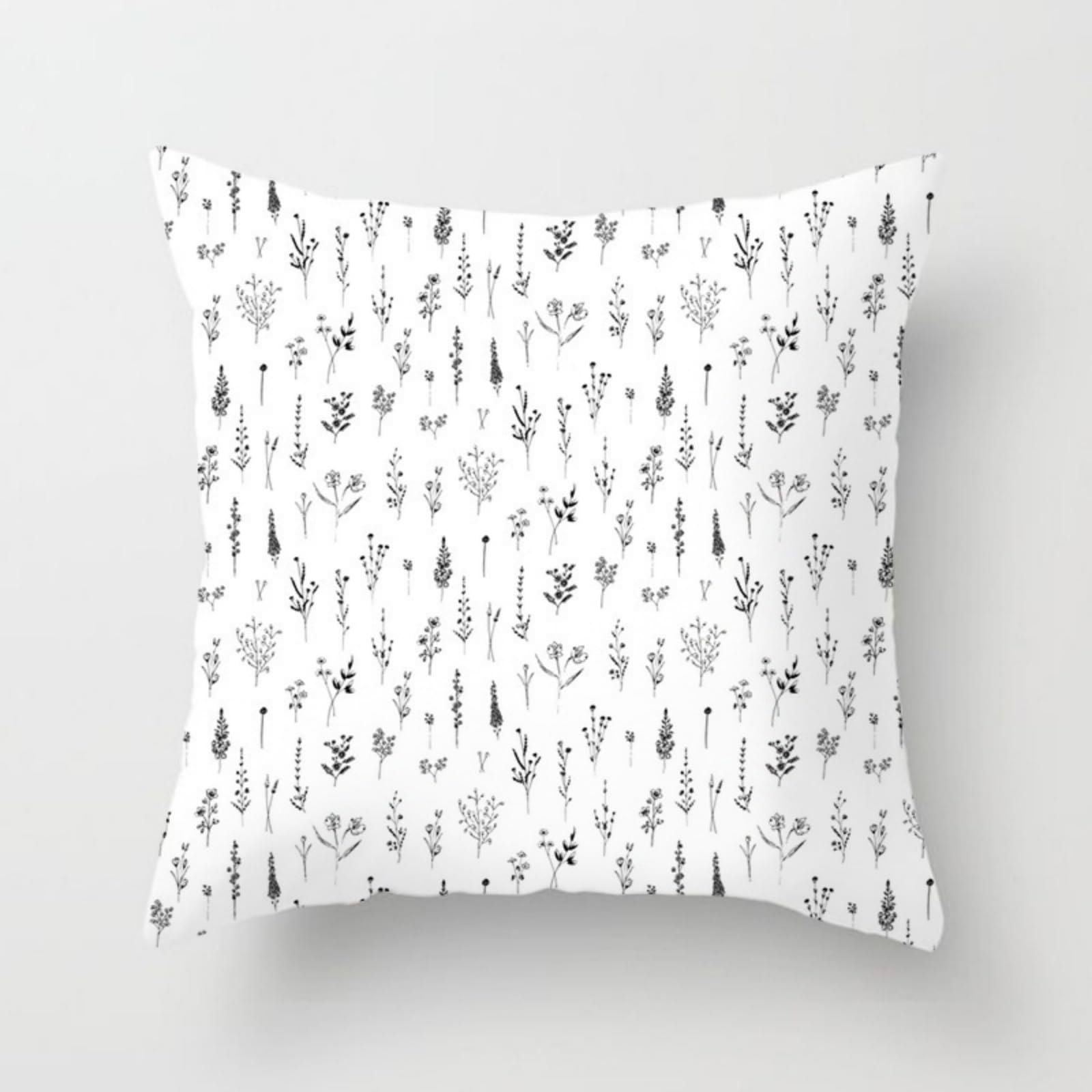 wxlmom Cushion Covers 40cm x 40cm Black Plants Pillowcase Invisible Zipper