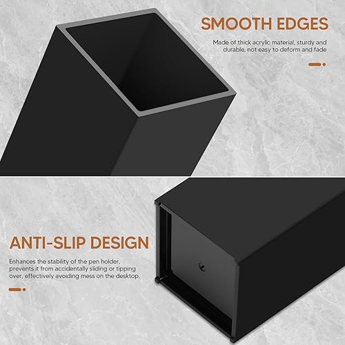 Miniatura 3 de Paquete de 10 soportes acrílicos negros para bolígrafos, organizador de lápices de escritorio, soporte para brochas de maquillaje, soporte de
