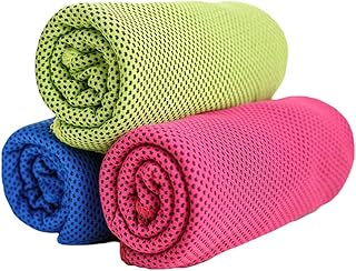 EXCEART Rapid Drying Towel 3PCS Quick Dry Towels Absorbent Travel Towels Ultra Soft Microfiber Towels for Gym, Swimming, Yoga and Beach (Fluorescent Green Dark Blue and Rosy Red) Fast Drying Towel