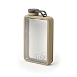 Boulder Flask, Shatter-Resistant, Leakproof Hip Flask with Clear Body & Silicone Grip, BPA-Free Bottle for Hiking, Camping & Travel