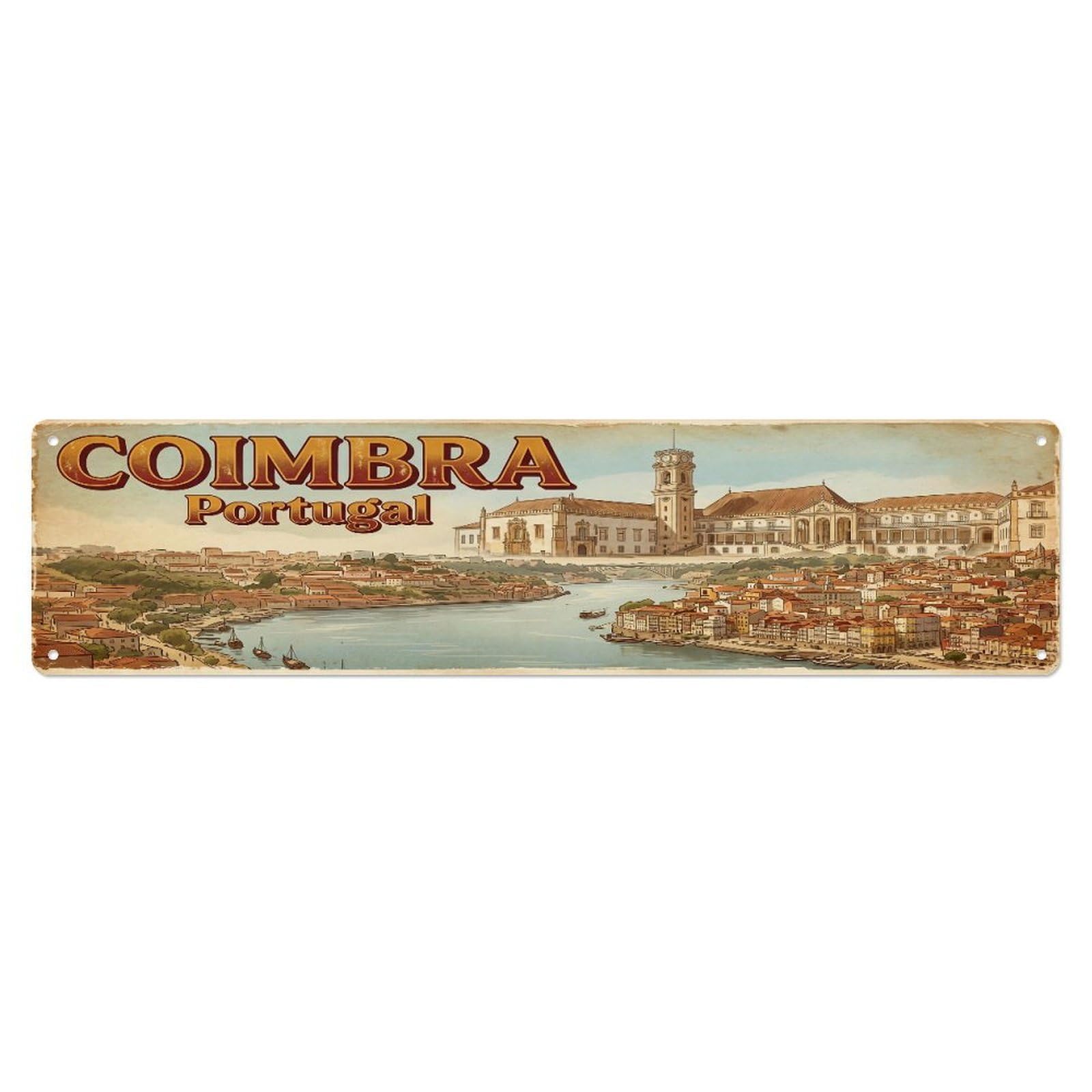 Tgrcjimh Style Metal Tin Sign Retro Travel Portugal Coimbra