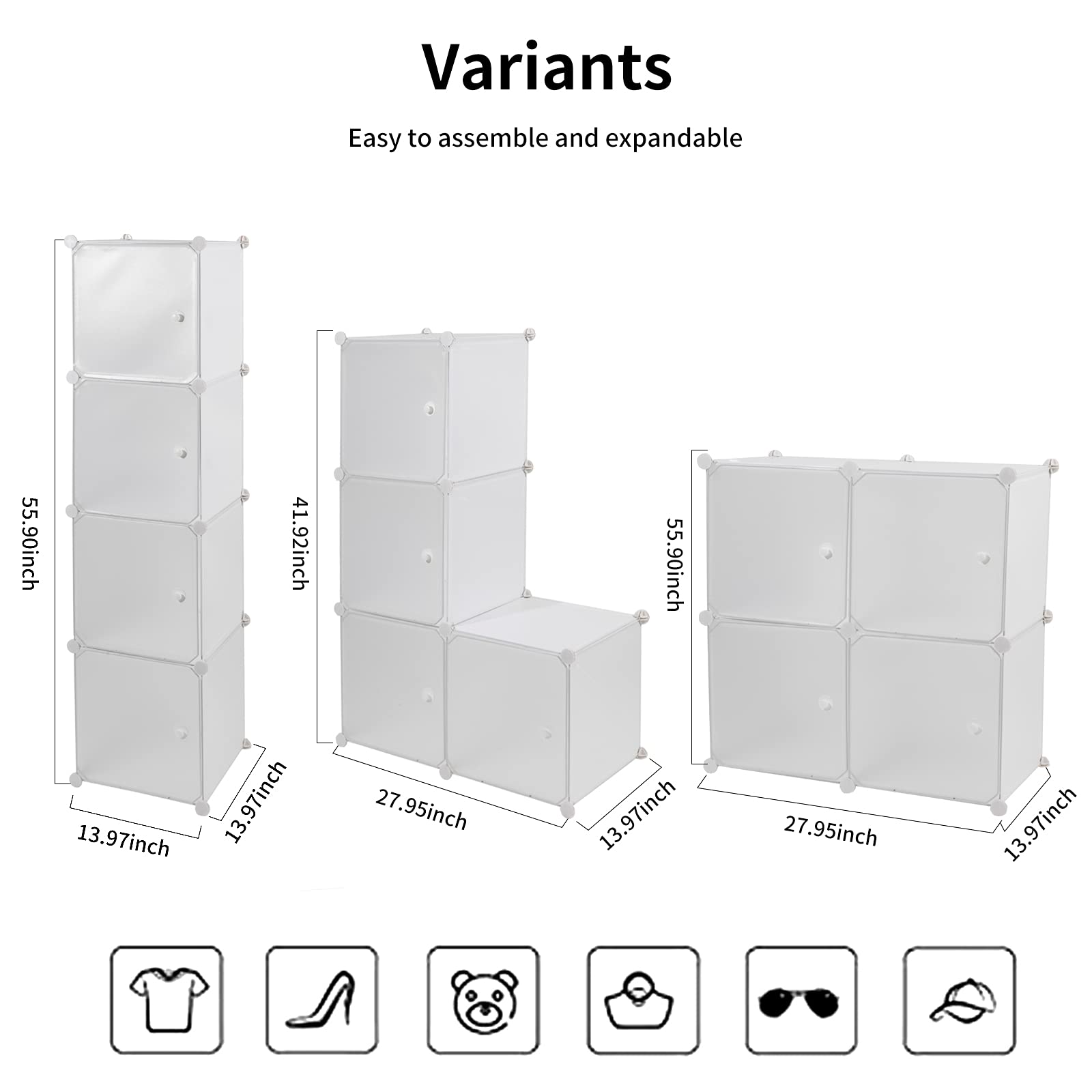 Buy 4Cube Plastic Storage Containers, Closet Storage Shelves, Modular Stackable Organizer, DIY
