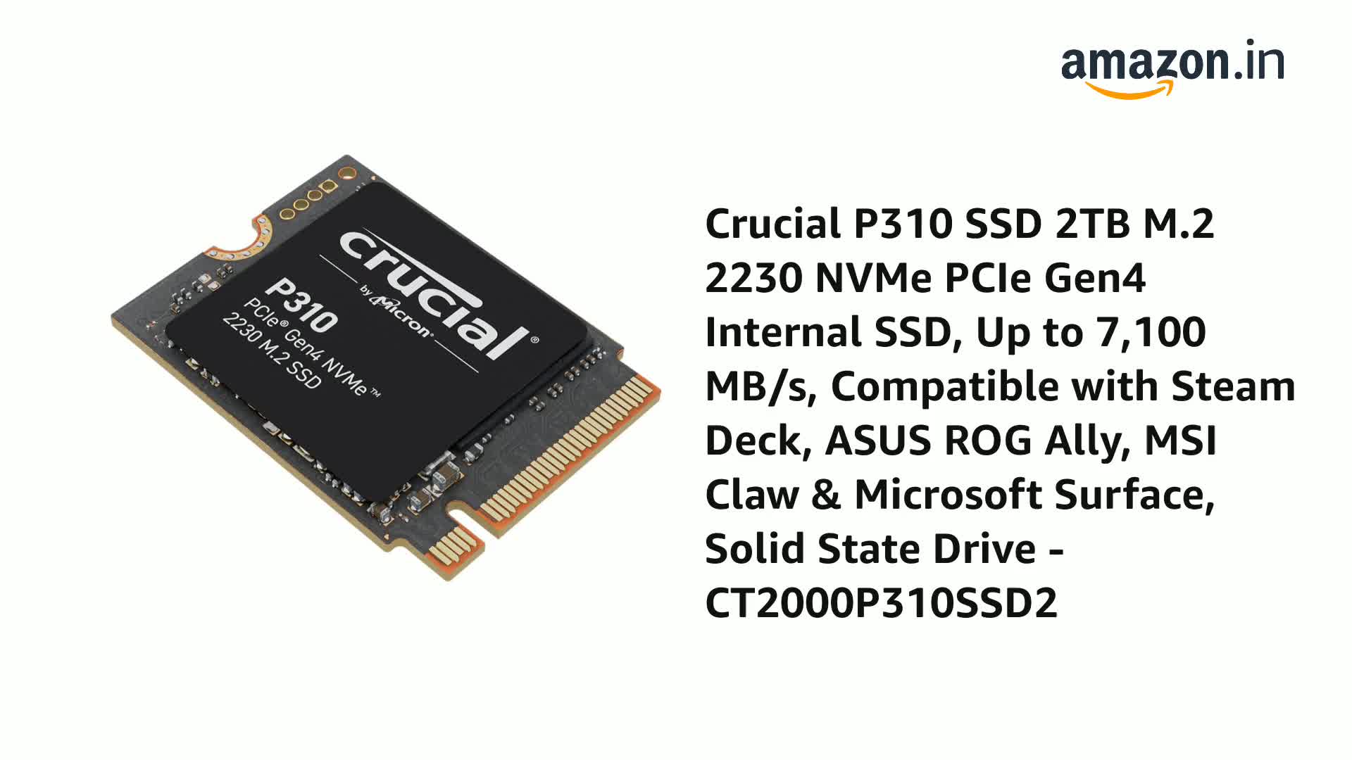 Amazon.in: Buy Crucial P310 SSD 2TB M.2 2230 NVMe PCIe Gen4 