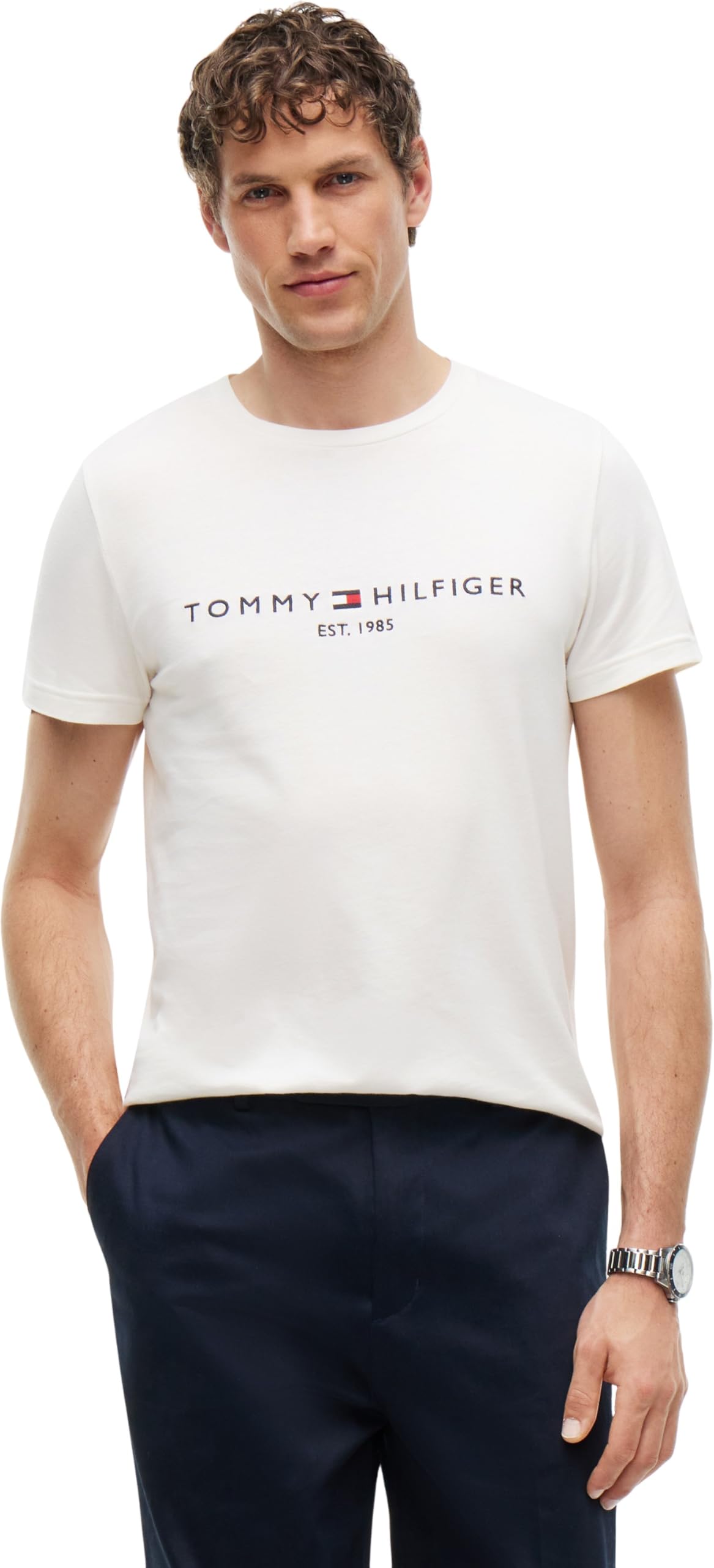 Manga Corta Slim Fit, Marfil (Ivory Petal · MW0MW11797