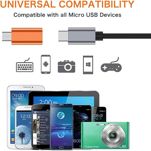 Vista 12 de JXMOX Adaptador USB C a Micro USB, (paquete de 4) tipo C hembra a micro USB macho, conector de conversión compatible con sincronización de datos