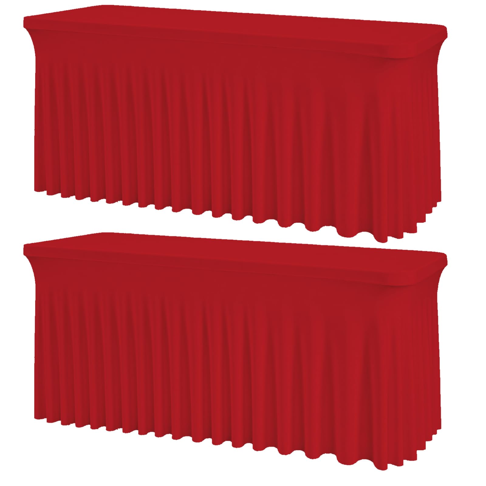 2 Pack Red Spandex Tablecloths for 6FT Tables – Stretch Fitted Wrinkle-Free &amp; Washable Table Covers – Reusable Table Skirt for Christmas Weddings Parties Banquets Buffets and Events