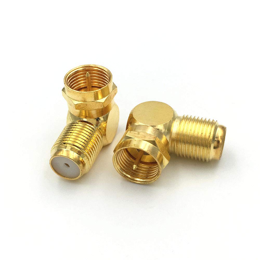 50pcs placcato oro spina maschio F maschio a F femmina jack adattatore angolo retto 90 gradi coassiale TV connettore